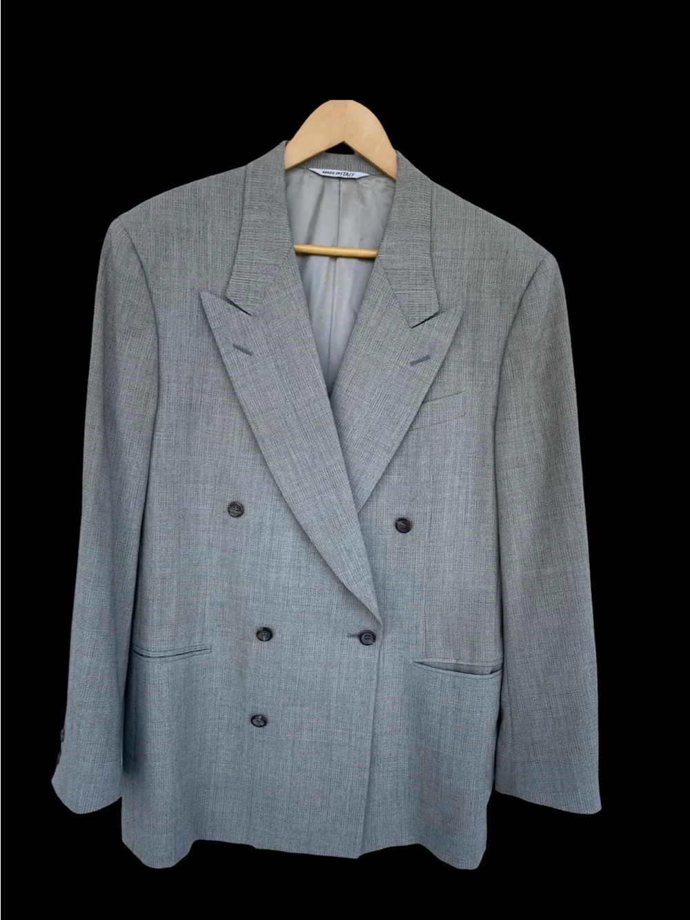 Canali Light Gray Double-Breasted Blazer size 50R Wool